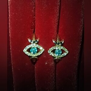 Earthbound Crystal Evil Eye Hoop Earrings